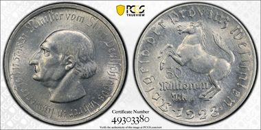 1923 50M Mk Jaeger-N26 Notgeld MS63