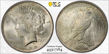 1922 $1 VAM 2F, Hair Pin MS64