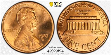 1987-D 1C MS67RD