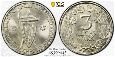 1925-D 3 Mk 1000 Years J-321 MS64