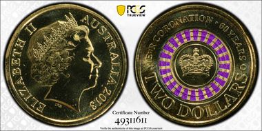 2013-C $2 Coronation Colorized MS69