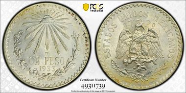 1933-M Peso KM-455  Ag MS63