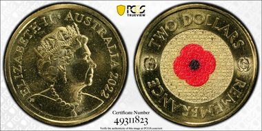 2022-C $2 Remembrance Day Colorized MS68
