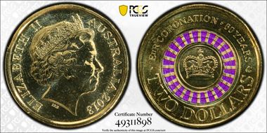 2013-C $2 Coronation Colorized MS64