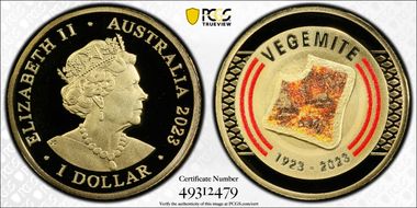2023 $1 Vegemite Centenary Colorized PR70DCAM