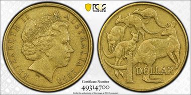 2000 $1 Mule-Struck w/10C Obv AU55