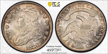 1830 50C O-117, Small 0 MS62