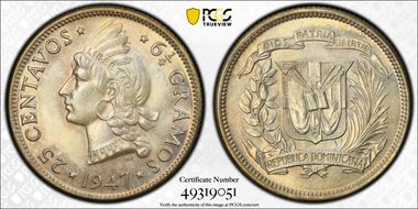 1947 25C KM-20 Ag MS63