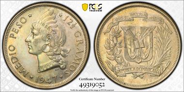 1947 1/2 P KM-21 Ag MS62