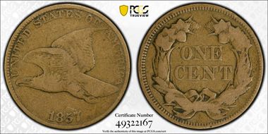 1857 1C Flying Eagle VG10