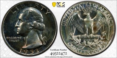 1953 25C PR67