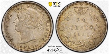 1858 20C Coinage ↑↓ AU53