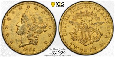 1855 $20 AU50