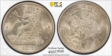 1875-S T$1 MS62+