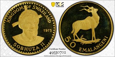 1975 50 Em Sobhuza II PR68DCAM