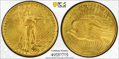 1908 $20 No Motto MS62