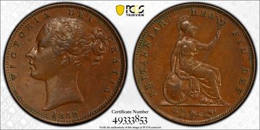 1858 1/4D S-3950 AU55BN