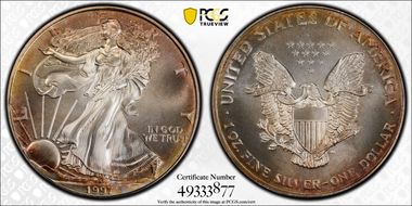 1997 $1 Silver Eagle MS69