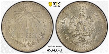 1919-M Peso KM-454  Ag MS62