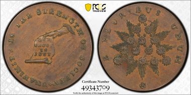 1790s Tkn 1/2P Kentucky, Plain Edge AU55BN