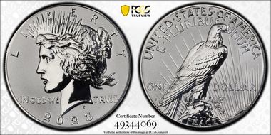 2023-S $1 Peace Dollar Rev PR Two-Coin Reverse Proof Set PR69