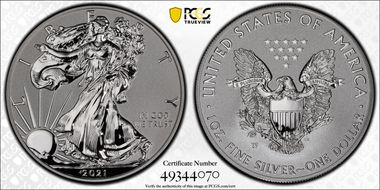 2021-W $1 Silver Eagle Rev PR - Type 1 Designer Edition PR70