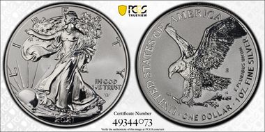 2021-S $1 Silver Eagle Rev PR - Type 2 Designer Edition PR69