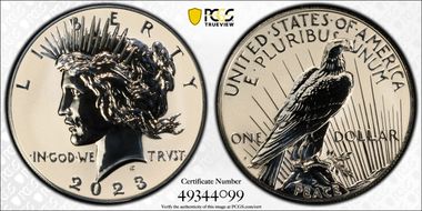 2023-S $1 Peace Dollar Rev PR Two-Coin Reverse Proof Set First Strike PR69