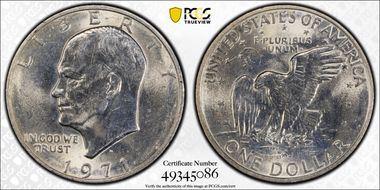 1971-D $1 "Friendly Eagle" FS-901 Type 1 Reverse MS61