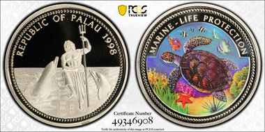 1998 $5 KM-32 Sea Turtle PR70DCAM