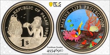 1994 $1 KM-5 Ocean Scene Colorized PR70DCAM
