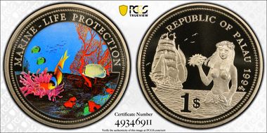 1994 $1 KM-5 Ocean Scene Colorized PR69DCAM