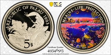 1993 $5 KM-4 Ocean Scene PR69DCAM