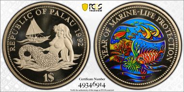 1992 $1 KM-1 Ocean Scene PR69DCAM