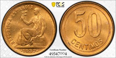 1937 50C Beaded, (34) MS65RD