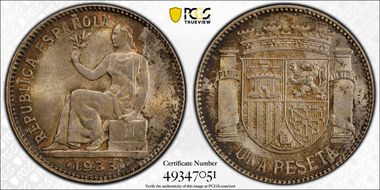 1933  Peseta (34) MS65