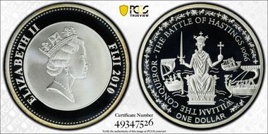 2010 $1 Battle of Hastings Silvered-Cu PR70DCAM
