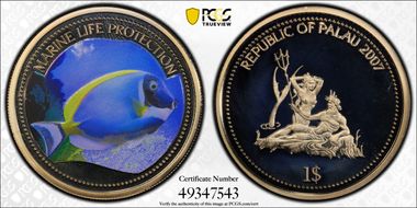 2007 $1 KM-118 Blue Surgeon Fish PR69DCAM