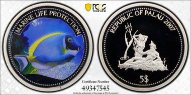 2007 $5 KM-119 Surgeonfish PR69DCAM