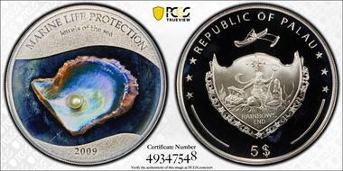 2009 $5 KM-180 Oyster White Pearl PR68DCAM