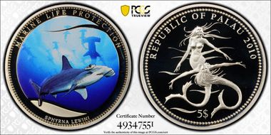 2010 $5 KM-314 Hammerhead Shark PR69DCAM