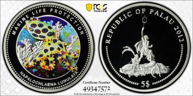 2012 $5 Blue Ringed Octopus Marine Life Protection PR70DCAM