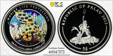 2012 $5 Blue Ringed Octopus Marine Life Protection PR69DCAM