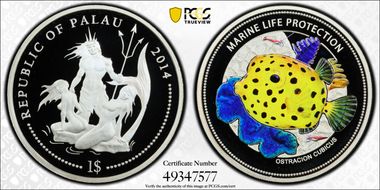 2014 $1 Ostracion Cubicus Marine Life Protection PR70DCAM