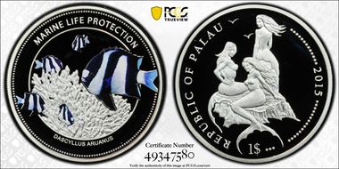 2015 $1 Whitetail Damselfish Marine Life Protection PR69DCAM