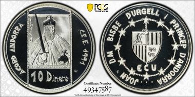 "1991" (1992) 10 Din ECU Customs Union Charlemagne PR70DCAM