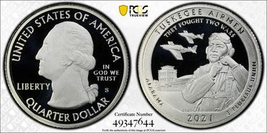 2021-S 25C Tuskegee Airmen NP- Silver PR69DCAM