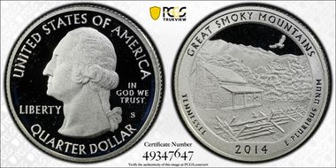 2014-S 25C Great Smoky Mtns-Silver PR69DCAM