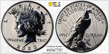 2023-S $1 Peace Dollar Rev PR Two-Coin Reverse Proof Set PR70