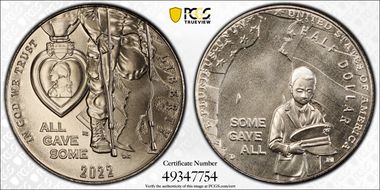 2022-D 50C National Purple Heart Hall of Honor MS69